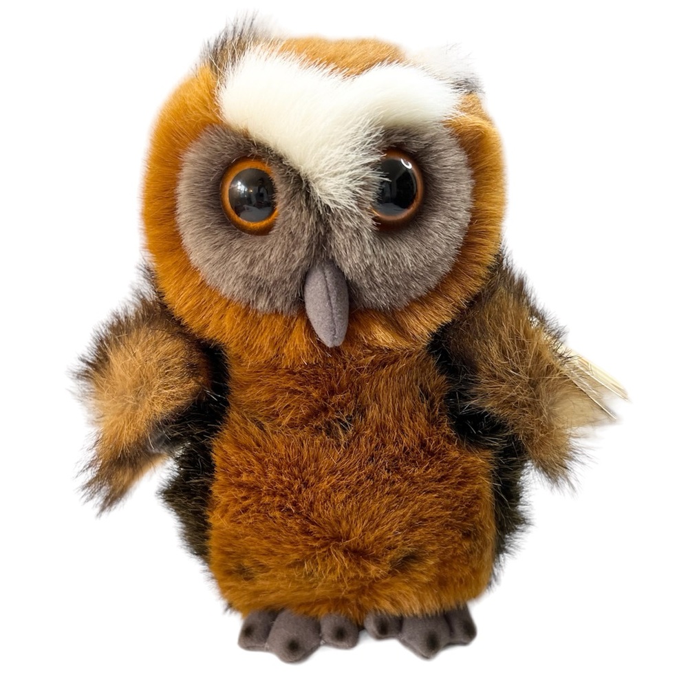 NWT Vintage 8” Hoot Owl Plush Hoo Tan Realistic Bird Aurora Plush A&A Stuffy